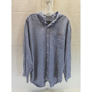 Alexander Julian Colours Mens XL Blue Plaid Cotton Button Down Shirt Long Sleeve